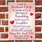 1st Wedding Anniversary Plaque Husband Wife Gift For Her Women 
