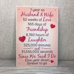 1st Wedding Anniversary Plaque Husband Wife Gift For Her Women 
