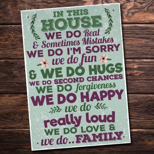 In This House We Do Family Wall Art Sign Plaque Mum Dad Birthday