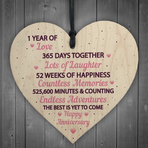 1st Wedding Anniversary Gift Wood Heart First Wedding Gift Wife