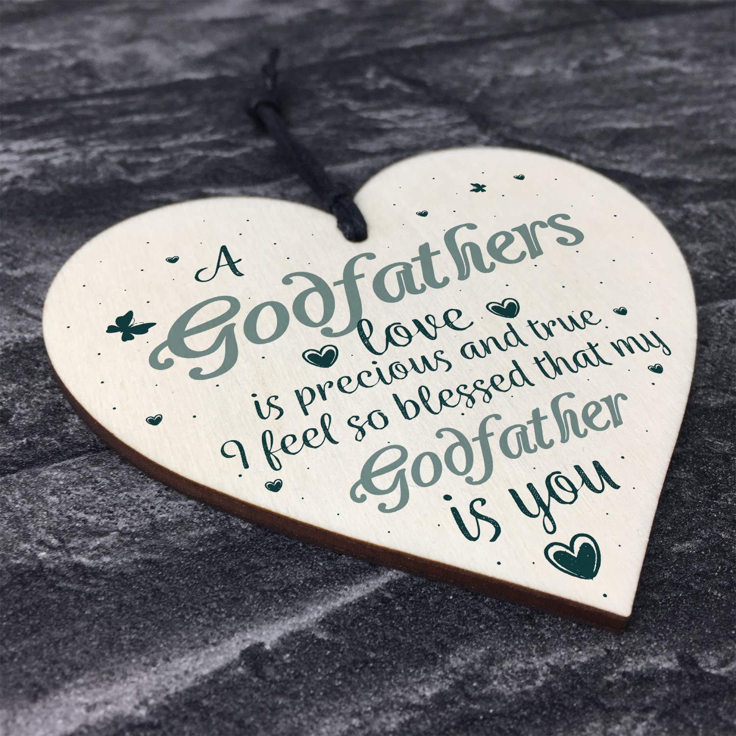 Godfathers Love Heart Plaque Sign Fathers Day Christening Birthday Asking Gifts
