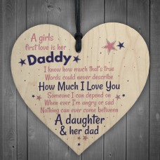 First Love Daddy Fathers Day Dad Gift From Daughter Wood Heart 