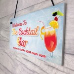 Welcome To Cocktail Bar Novelty Hanging Plaques Pub Garden Sign 