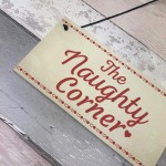 Naughty Corner Novelty Hanging Sign Home Wall Door Plaque Funny