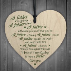 Caring Father Dad Fathers Day Wooden Heart Sign Gift For Him