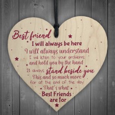 Best Friend Gift Friendship Plaque Wood Heart Birthday Keepsake