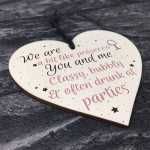 Prosecco Gift Friendship Best Friend Sign Wooden Heart Plaque 