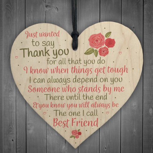 Friendship Thank You Gift Best Friend Plaque Wood Heart Sign