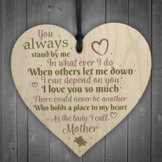 Mother Love You Wooden Heart Mothers Day Birthday Mum Gift