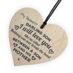Gift For Son Mum Birthday Wooden Hanging Heart Keepsake Poem