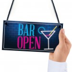 Bar Open Sign NEON EFFECT Home Bar Man Cave Pub Club Plaque