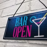 Bar Open Sign NEON EFFECT Home Bar Man Cave Pub Club Plaque