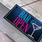 Bar Open Sign NEON EFFECT Home Bar Man Cave Pub Club Plaque