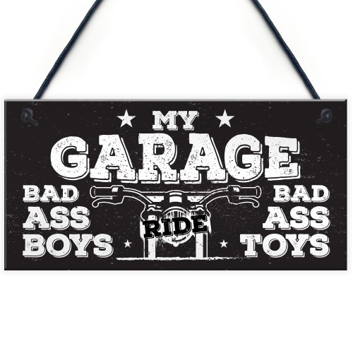 My Garage Man Cave Hanging Wall Plaque Motorbike Enthusiast