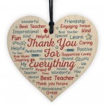 Gift For Teacher Teaching Assistant Nursery Wood Heart Word Art 