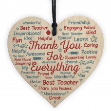 Gift For Teacher Teaching Assistant Nursery Wood Heart Word Art 
