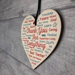 Gift For Teacher Teaching Assistant Nursery Wood Heart Word Art 