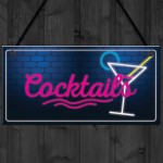 Cocktail Neon Effect Hanging Plaque Home Bar Pub Sign Friendship