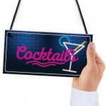 Cocktail Neon Effect Hanging Plaque Home Bar Pub Sign Friendship