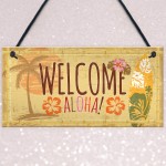 Tiki Bar Welcome Hanging Wall Plaque Garden Home Bar Sign