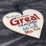 Thank You Teacher Gift Heart Leaving Nursery School Miss You