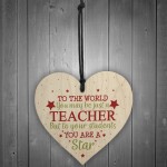 Thank You Teacher Gift Wooden Heart Leaving Goodbye Nursery