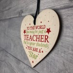 Thank You Teacher Gift Wooden Heart Leaving Goodbye Nursery