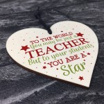 Thank You Teacher Gift Wooden Heart Leaving Goodbye Nursery