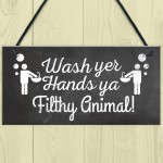 Bathroom Toilet Sign Decor Funny Wash Your Hands Humouros Wall