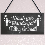 Bathroom Toilet Sign Decor Funny Wash Your Hands Humouros Wall