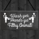 Bathroom Toilet Sign Decor Funny Wash Your Hands Humouros Wall