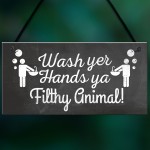 Bathroom Toilet Sign Decor Funny Wash Your Hands Humouros Wall