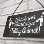 Bathroom Toilet Sign Decor Funny Wash Your Hands Humouros Wall