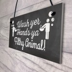 Bathroom Toilet Sign Decor Funny Wash Your Hands Humouros Wall