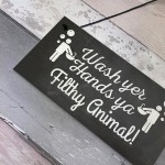 Bathroom Toilet Sign Decor Funny Wash Your Hands Humouros Wall