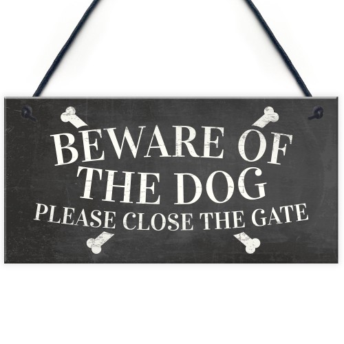 Beware Of The Dog Warning Sign Garden Gate Hanging Plaque Gift