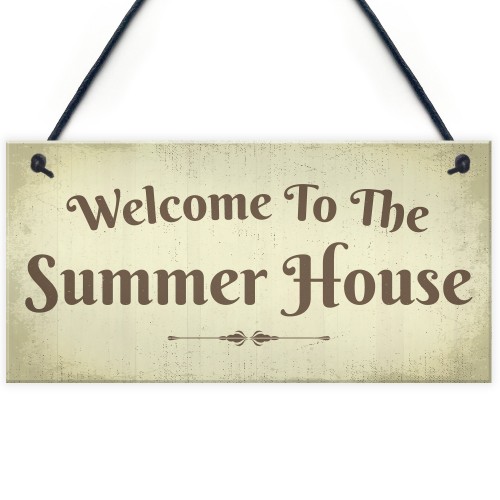 Welcome Summer House Plaque Hanging Shed Garden Sign Decor