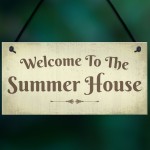 Welcome Summer House Plaque Hanging Shed Garden Sign Decor