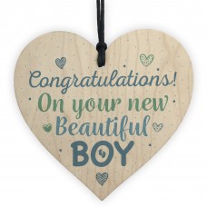 Newborn Baby Boy Gift Present Christening Keepsake Wood Heart