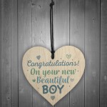 Newborn Baby Boy Gift Present Christening Keepsake Wood Heart