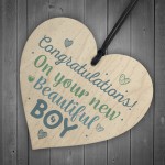 Newborn Baby Boy Gift Present Christening Keepsake Wood Heart