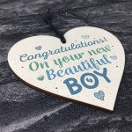 Newborn Baby Boy Gift Present Christening Keepsake Wood Heart