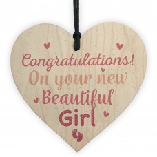 Newborn Baby Girl Gift Present Christening Keepsake Wood Heart