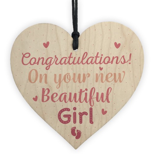 Newborn Baby Girl Gift Present Christening Keepsake Wood Heart