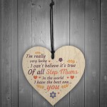 Handmade Best Stepmum Novelty Plaque Gifts For Mum Thank You