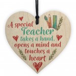 Handmade Wooden Hanging Heart Plaque Teacher Gift Thank You 