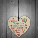 Handmade Wooden Hanging Heart Plaque Teacher Gift Thank You 