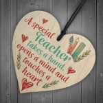 Handmade Wooden Hanging Heart Plaque Teacher Gift Thank You 