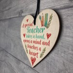 Handmade Wooden Hanging Heart Plaque Teacher Gift Thank You 