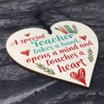 Handmade Wooden Hanging Heart Plaque Teacher Gift Thank You 